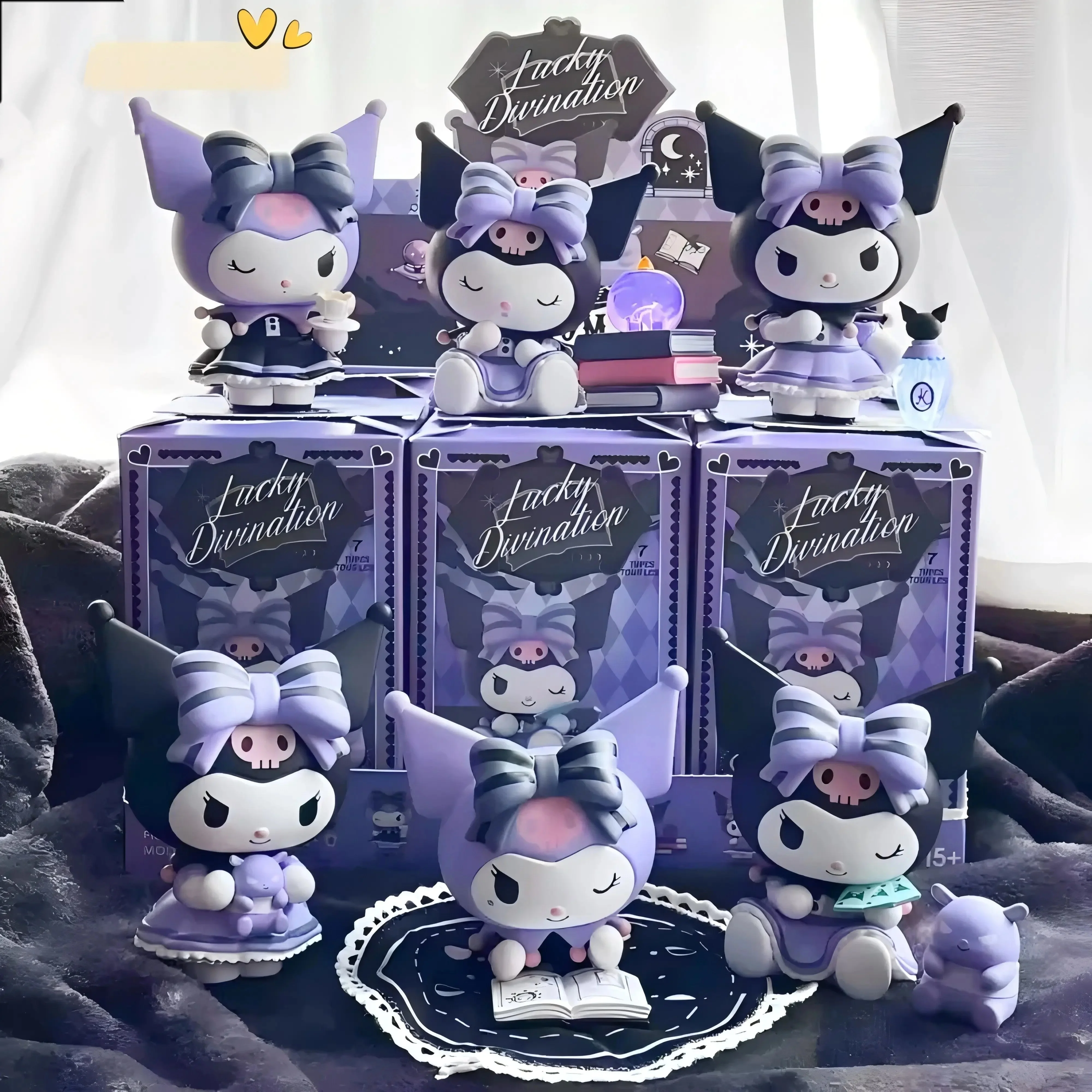 Sanrio caixa cega dos desenhos animados kuromi boneca sorte adivinhação anime série figura de ação modelo boneca criança brinquedo decoração desktop presentes