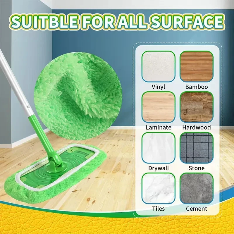 1/4 Stuks Nat & Stomerij Doeken Duurzaam Absorberende Spons Microfiber Mop Pads Platte Mop Hoofd Wasbare Mop doek Herbruikbare Sweepin