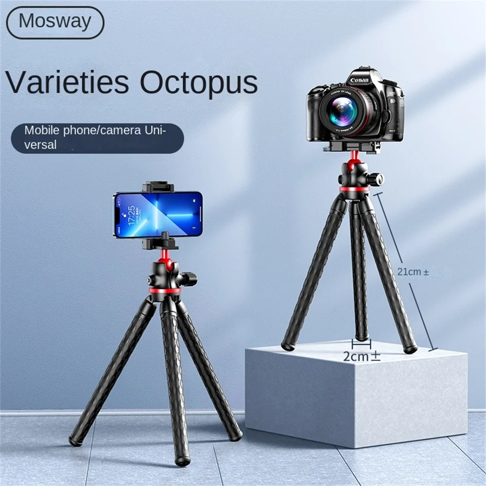 FANGTUOSI Soporte de trípode de pulpo flexible para soporte móvil DSLR Trípode de diseño 2 en 1 con soporte ajustable Zapata fría Tornillo de 1/4''