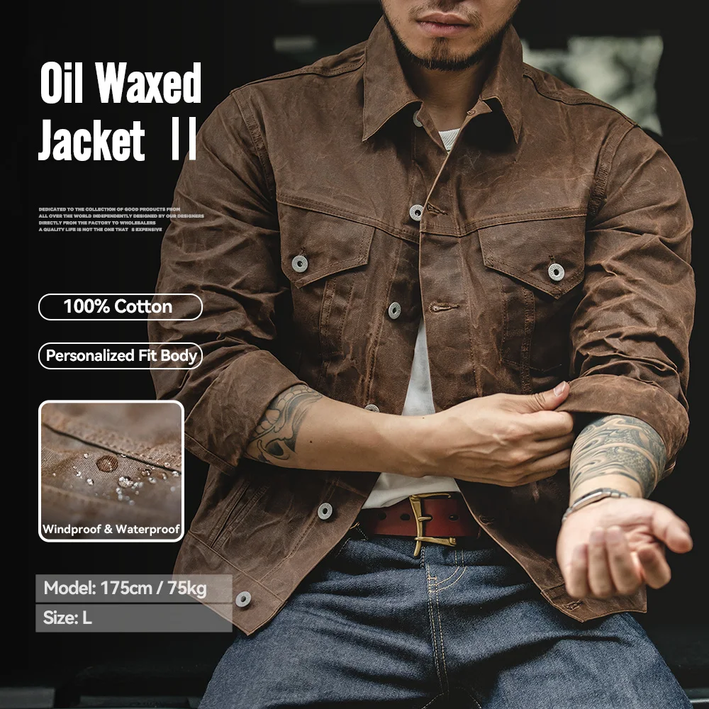 Maden Retro Zwaargewicht Canvas Olie Gewaxte Jas Katoen Waterdichte Jachtjas Mannelijke Lente Kaki Casual Werk Safari Stijl Jas