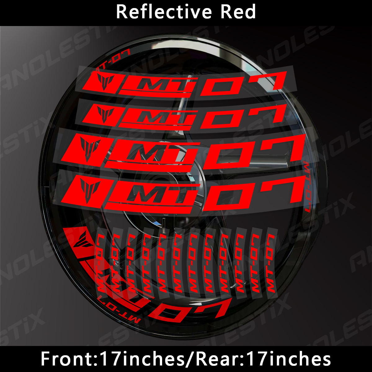 AnoleStix-pegatina reflectante para rueda de motocicleta, calcomanía para cubo, cinta de raya de llanta para YAMAHA MT-07 MT07