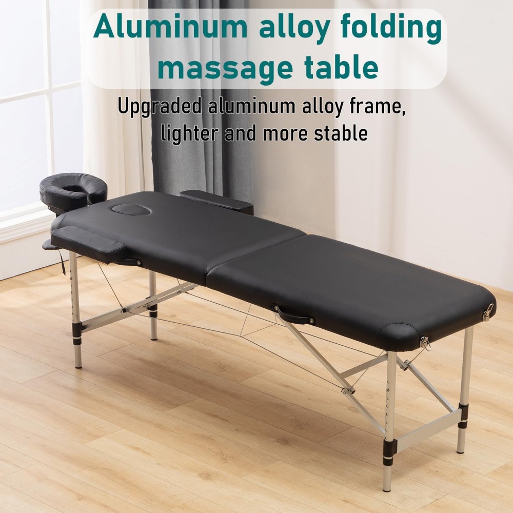 Aluminium Massage Bed Portable Massage Table 24 inche Wide Lash Bed 2 Folding Heigh Adjustable Spa Table  with Non-Woven