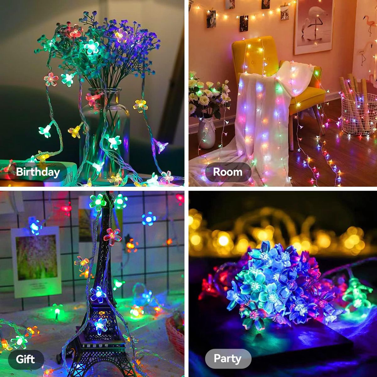 1PC Luci leggiadramente del fiore Luci della stringa a batteria Impermeabile 10/20/30/40 LED Luci del fiore di ciliegio per la decorazione di cerimonia nuziale Patry
