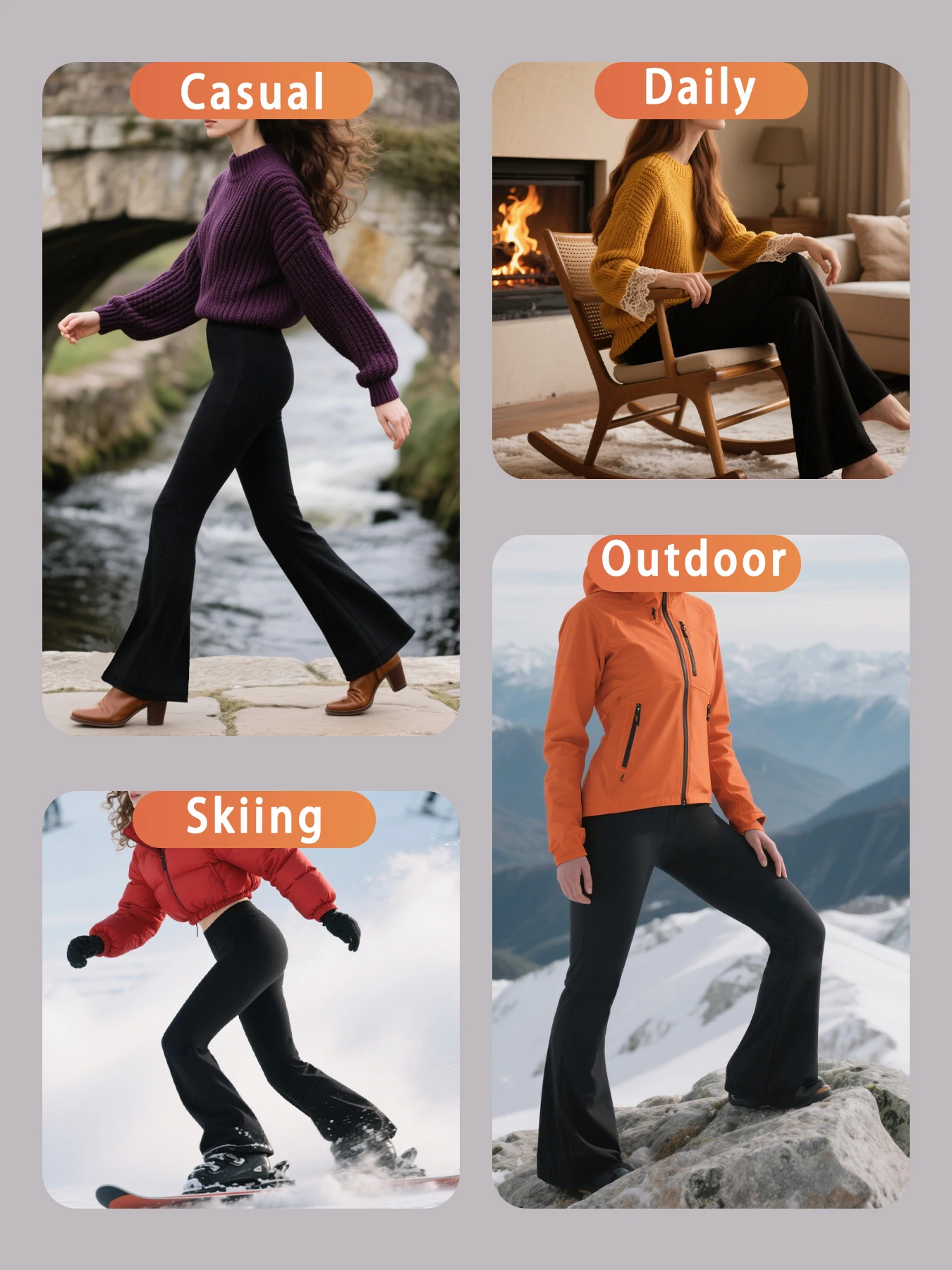 Women's Super Soft High Waisted Fleece Flare Leggings Tummy Control Soft Bootleg Bootcut Pants