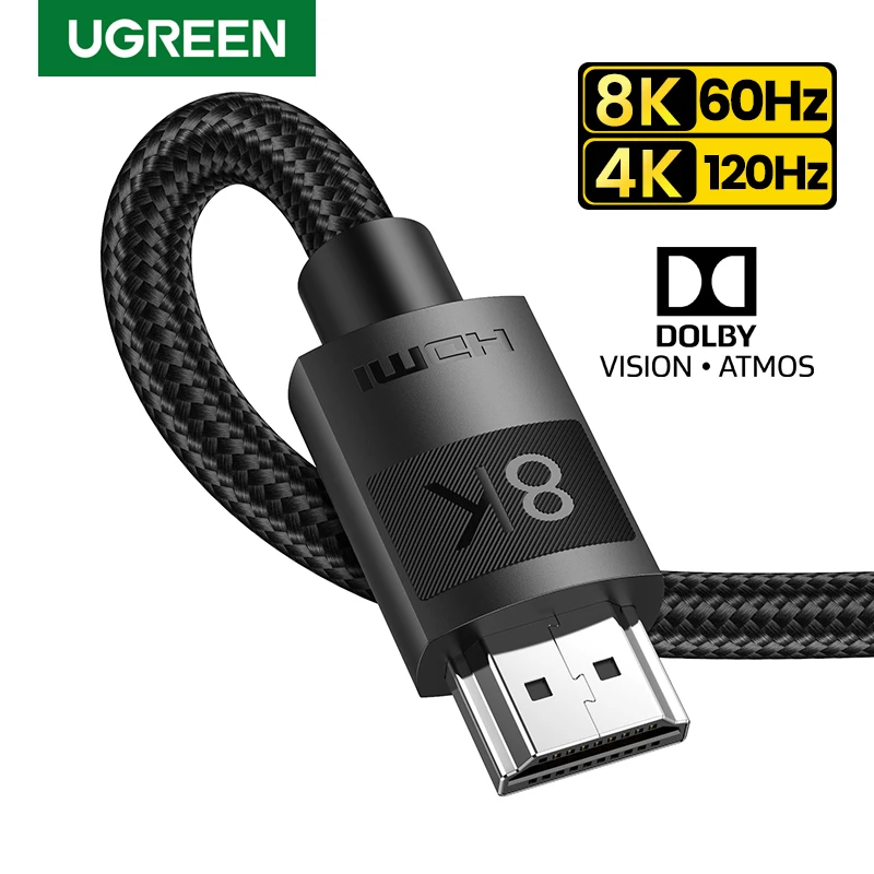 Ugreen-Cable HDMI 2,1 de Ultra alta velocidad, 8K/60Hz, 4K/120Hz, para Xiaomi Mi Box PS5, HDMI, Dolby Vision, 48gbps, HDMI