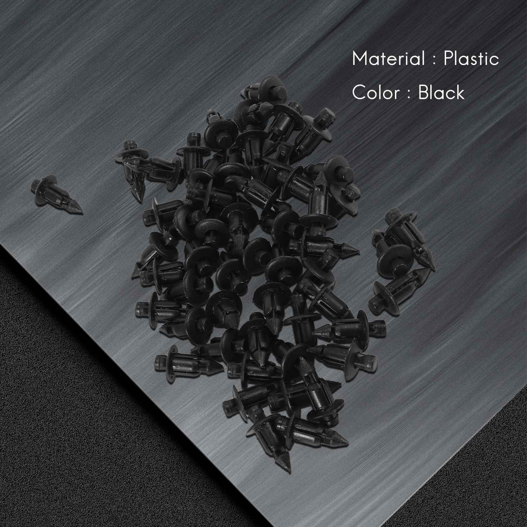 プラスチック製自転車フェアリング,トリムパネル,ブラッククリップ,6mm,ホンダ,ヤマハ,50個