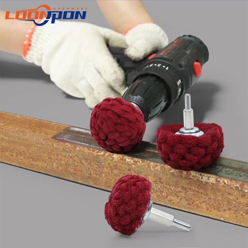 6 Stück nicht gewebtes Schleif poliers ch eiben Bohrer-Befestigungs satz 1/4 "Schaft-Scheuer schwämme Power Scrub ber Reinigungs set