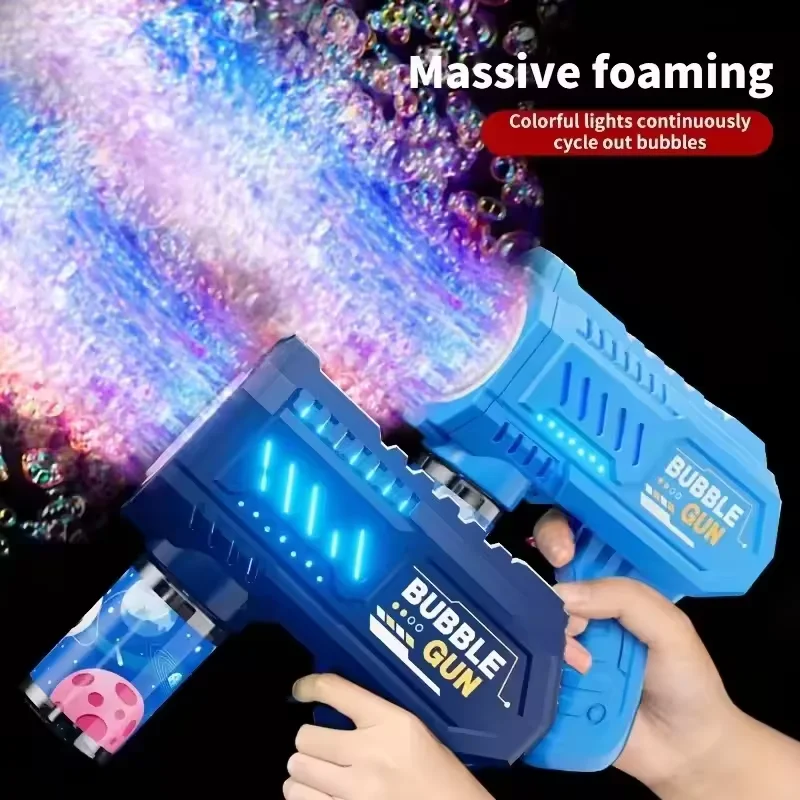 2025nova pistola de bolhas automática, máquina de bolhas de foguete, soprador automático com brinquedo líquido de bolhas para crianças, praia, presentes de bolhas ao ar livre