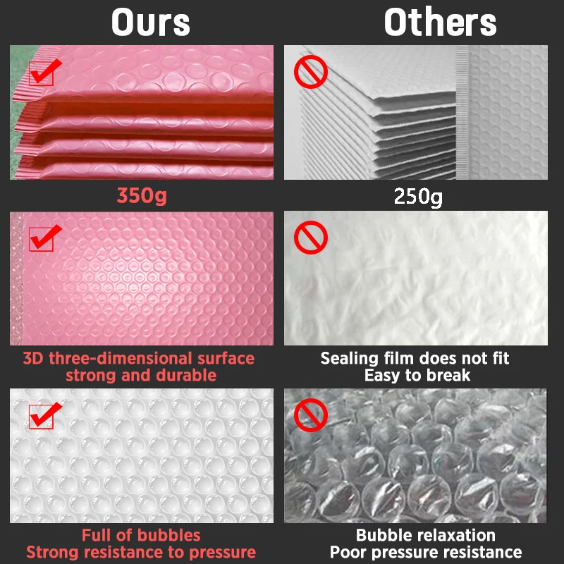 50 pçs/lote sacos de envelope de espuma rosa auto selo mailers acolchoados envio envelopes com bolha saco de envio pacotes de presente saco