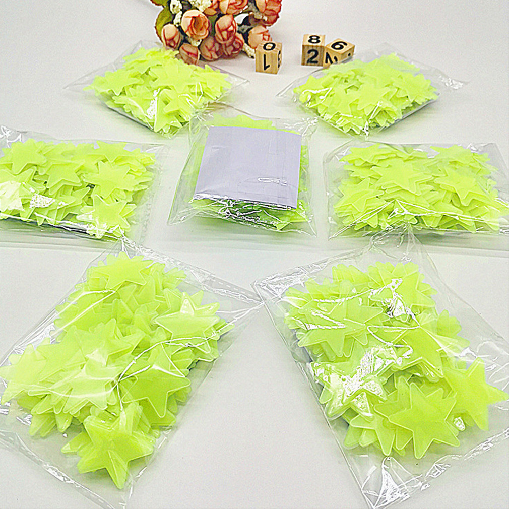 100PCS 3CM Luminous Dark Place Star Wall Stickers Star Wall Sticker Luminous Fluorescent 3D Bedroom Ceiling Home Kids Wholesale