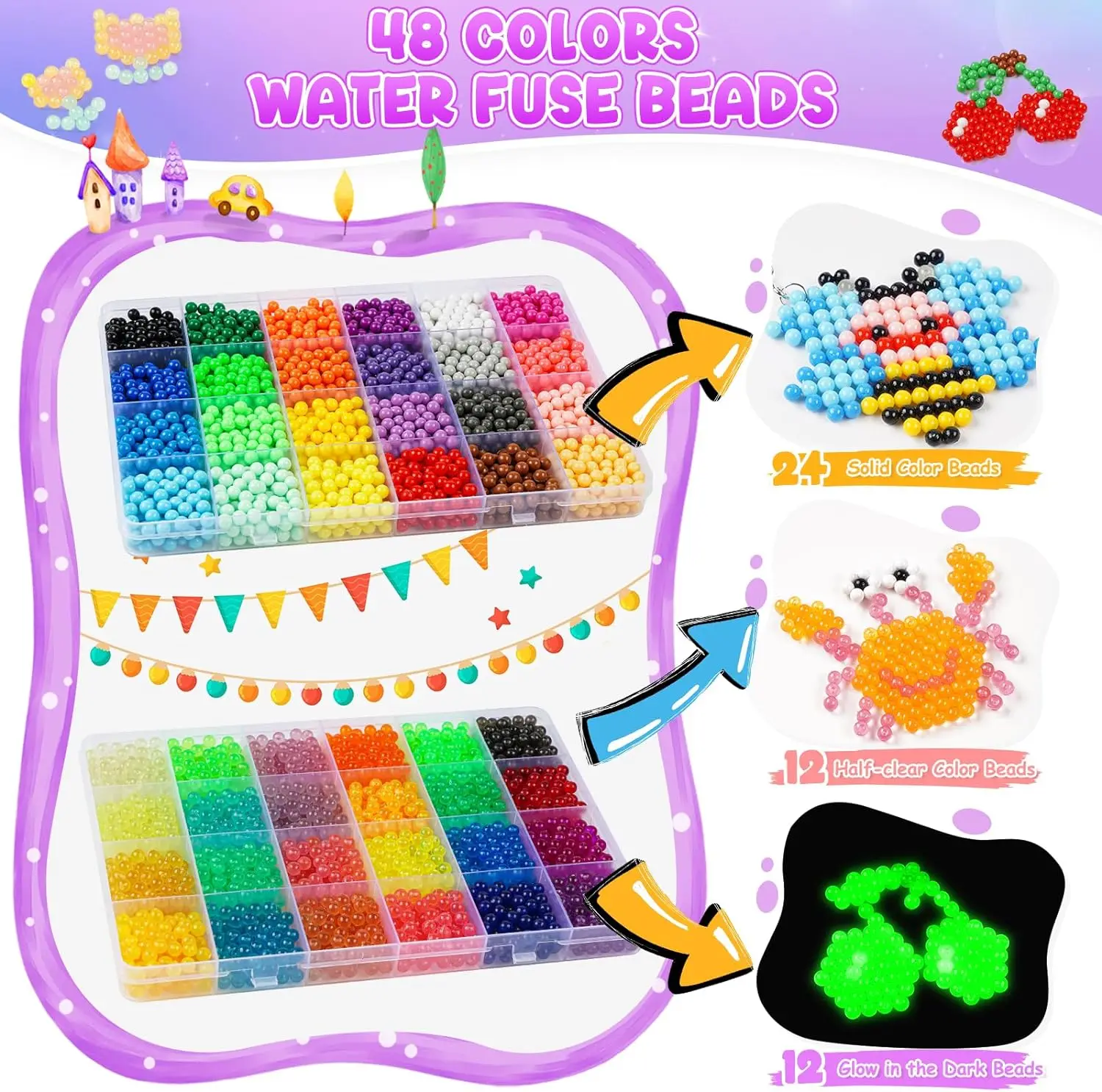 Luminous DIY สเปรย์น้ํา Magic ลูกปัดทําด้วยมือชุดของเล่นเด็กคริสตัลลูกปัดปริศนาหัตถกรรมชุดของขวัญหลากหลาย Bean ของเล่น