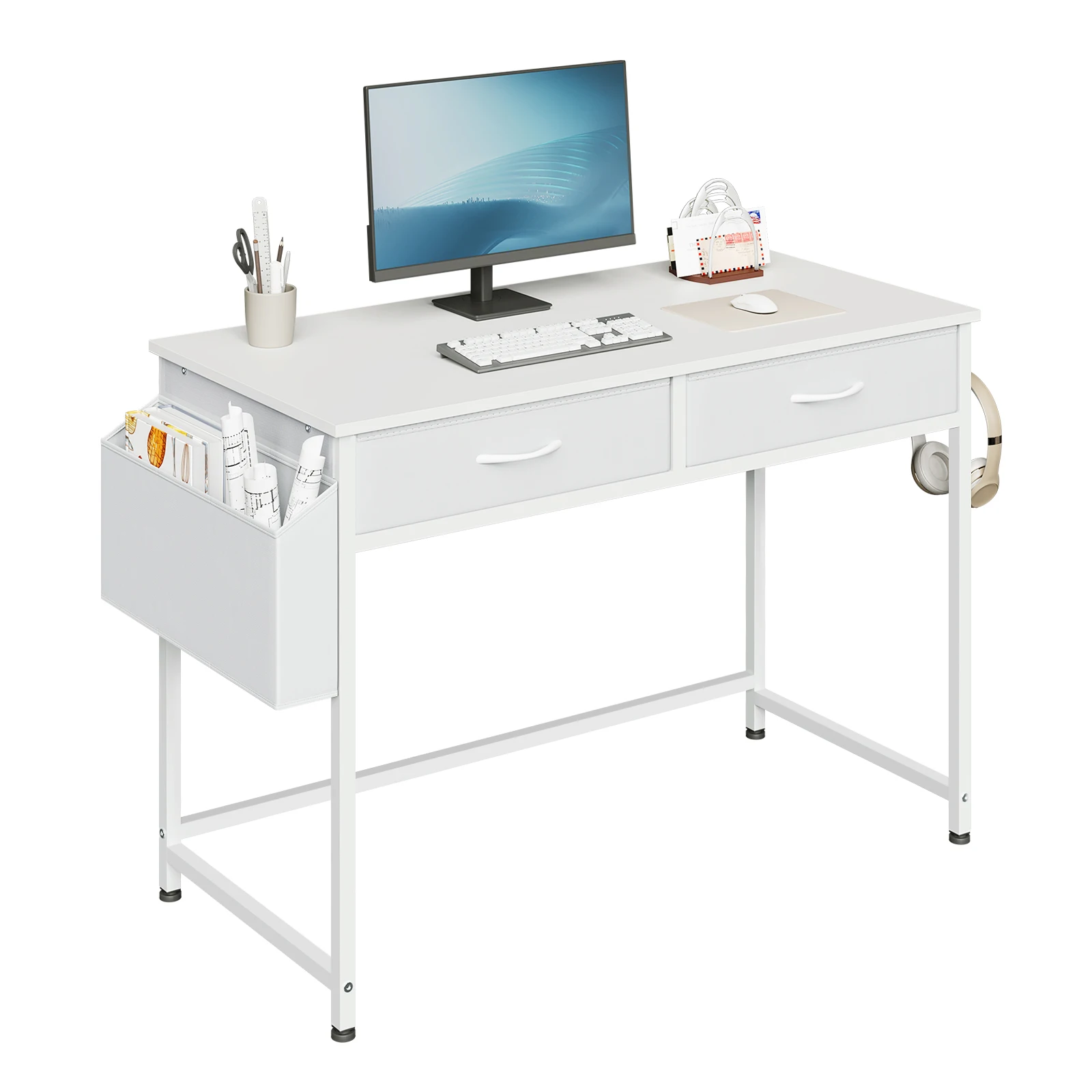 Tavolo da ufficio Tavolo per computer con supporto per cuffie Spazio di archiviazione Scrivania in piedi Gioco di apprendimento Scrivania da ufficio per l'arredamento della camera da letto dello studio
