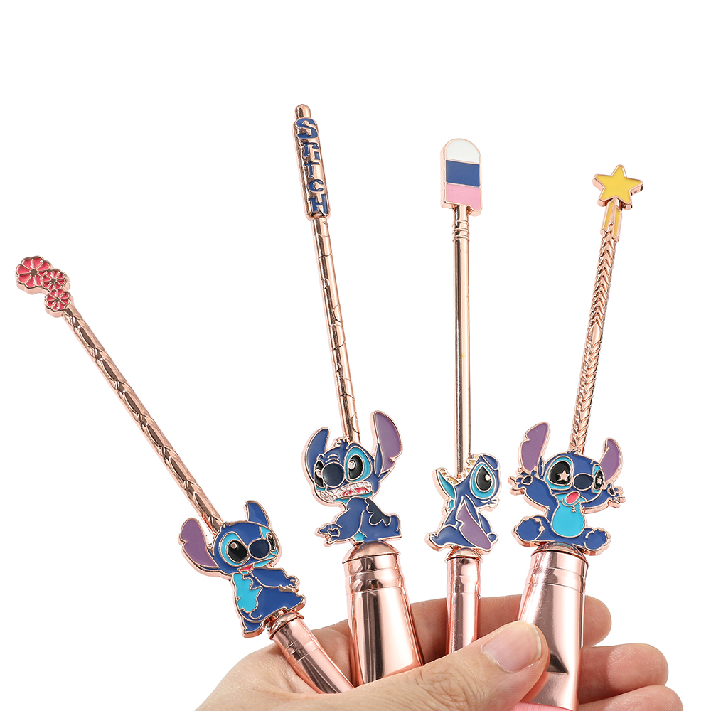 5 unids/set Lilo & Stitch pinceles de maquillaje Kawaii Stitch modelo cosméticos cepillo para mujeres sombra de ojos corrector labio cepillo de ojos