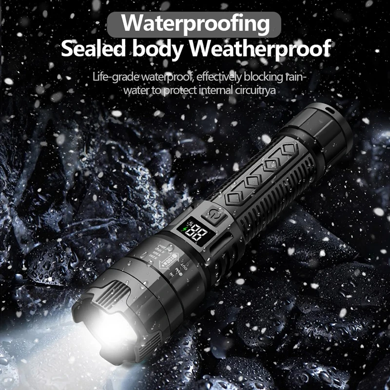 Xiaomi P900 High Power Led Flashlights 2000LM With Display Light USB Charging Built-in Battery Hand Lantern Camping Outdoor Use