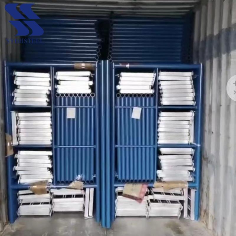 Quick Assembly Trapezoidal Scaffolding Frame with Ladder Access and Steel Planks for Worksite Safety