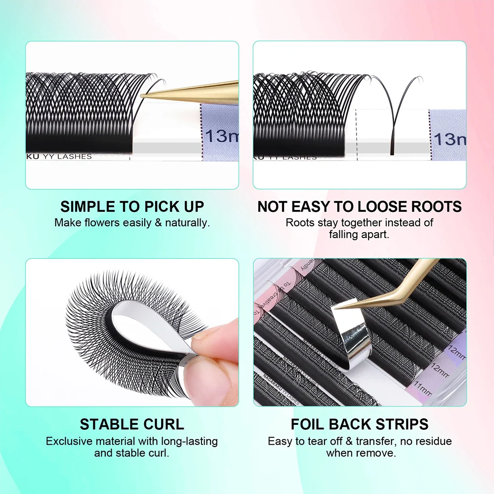 NAGARAKU YY-vorm dubbele en drievoudige tips wimperextensions handgeweven premium zacht natuurlijk geïnterlinieerd make-up mesh net
