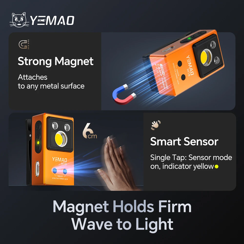 YEMAO M18 270LM linterna de bolsillo con Clip 7 colores RGB batería integrada de 500mAh recargable 6 luces EDC lámpara con Sensor magnético UVLight