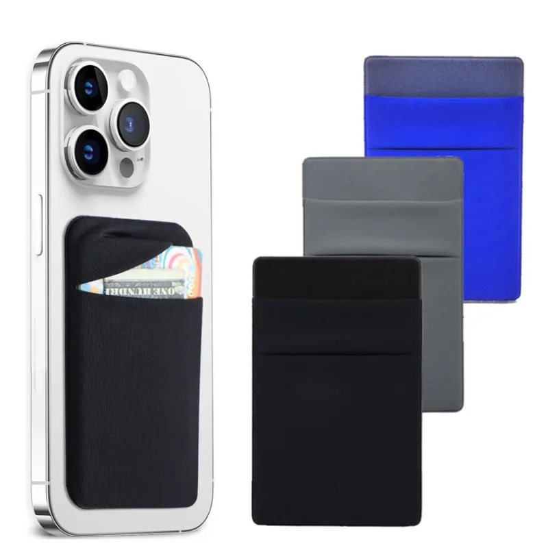 Soporte para tarjetas de teléfono móvil de tela elástica a la moda, funda tipo billetera para teléfono móvil, tarjetero de identificación de crédito, pegatina adhesiva, bolsa para dinero de bolsillo