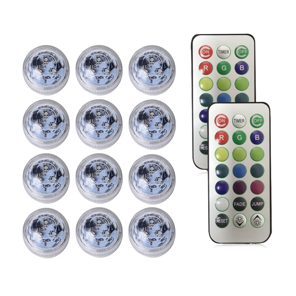 Luces sumergibles RGB, luz Led subacuática con Control remoto, lámpara de noche con pilas para jarrón de Halloween, decoración del banquete de boda
