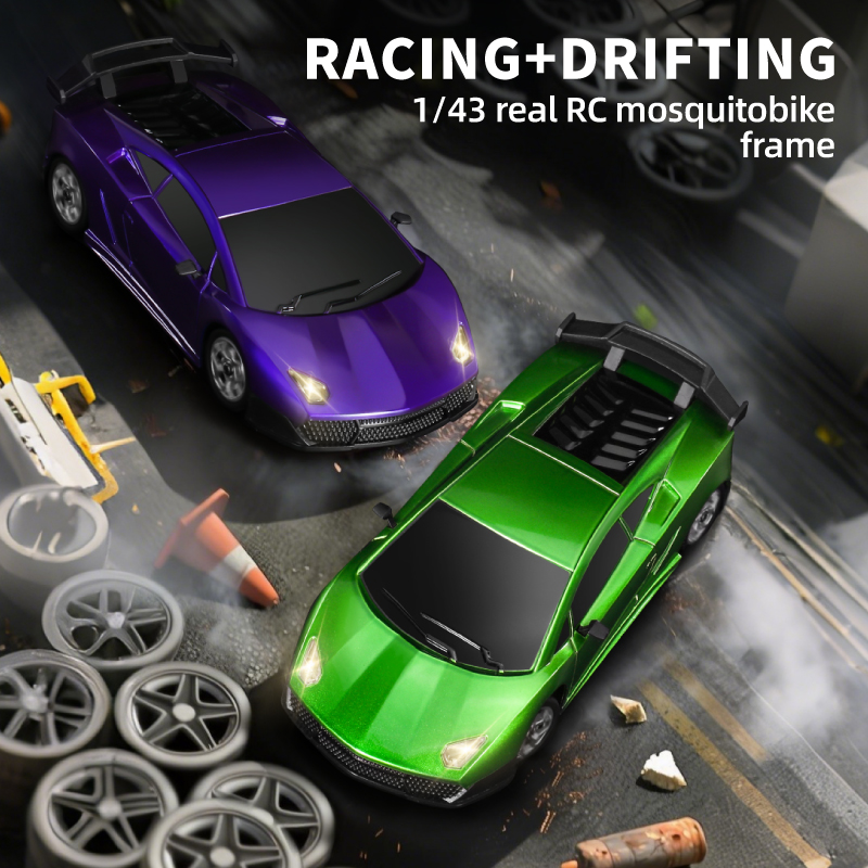 Mini RC Drift Car 1:43 oder 1/64 4WD ferngesteuertes Auto Hochgeschwindigkeits-Drift-RC-Autos mit LED-Leuchten Rennspielzeug Geschenk für Erwachsene Kinder