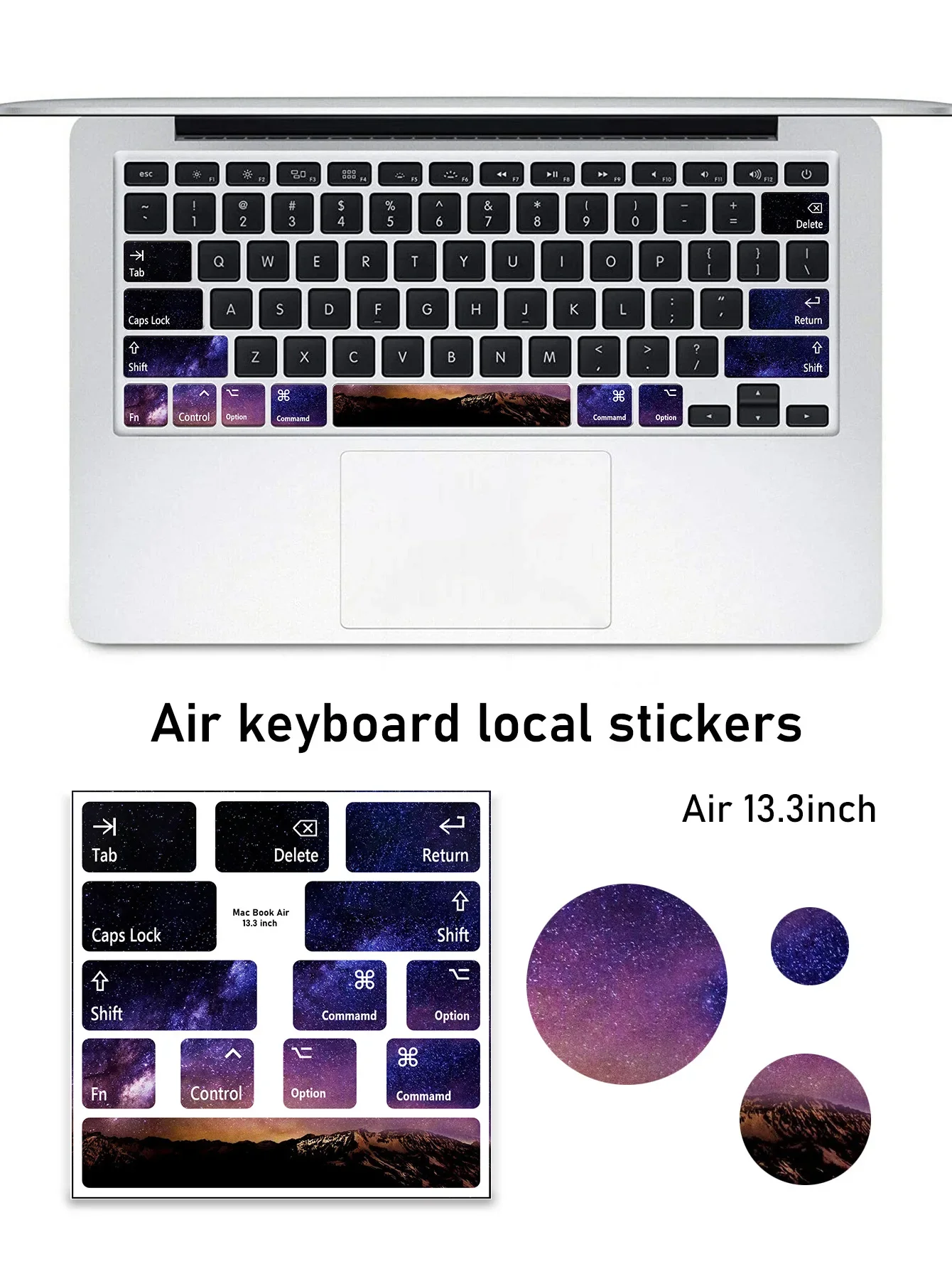 Ins Beautiful Laptop Keyboard Local Sticker for MacBook Air Starry Sky Waves Universe Leaves Cartoon Key Cap Beautify Stickers