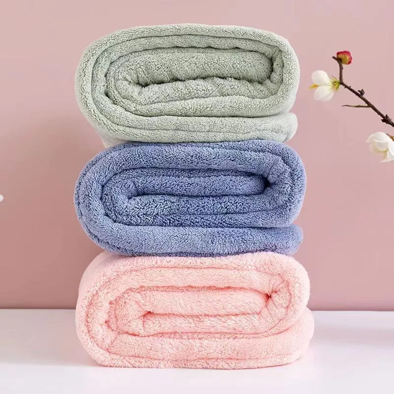 Toalha de cabelo seco duplo grosso, lados duplos, touca de cabelo seco, multicolorida, forte absorvente, borda ondulada, grosso, secagem rápida, chapéu de banho