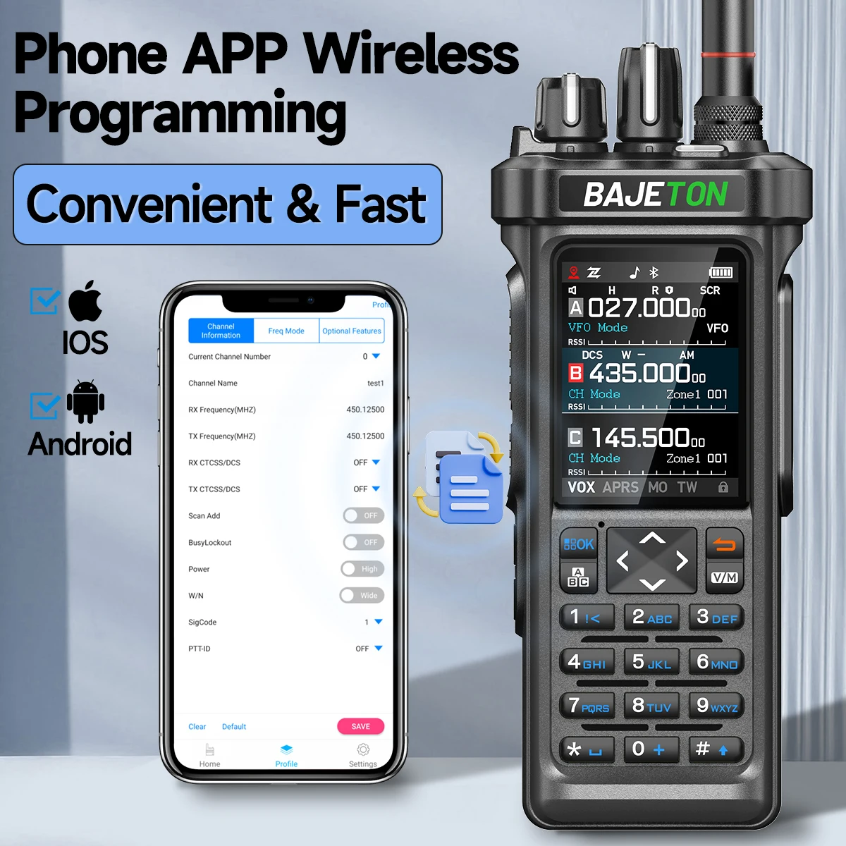 BAJETON BJ-9000 GPS APRS Walkie Talkies 10W CB 27Mhz recibir programación Bluetooth de largo alcance NOAA VOX RT-950 RT-950PRO Radioaficionado