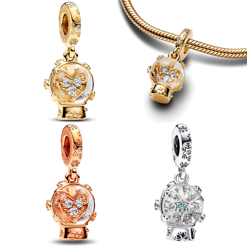 Klarer Liebes-Schnee-Anhänger, versilbert, passend für Pandora-Charms, versilbert, Original-Armband für die Schmuckherstellung