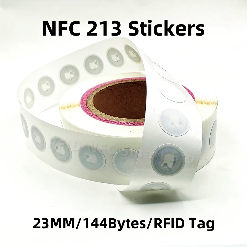 50 STKS/PARTIJ 23mm Witte NFC Stickers Protocol ISO14443A13.56MHz NFC 213 Universele RFID Tags en Alle NFC Telefoons 213 144 Bytes Label