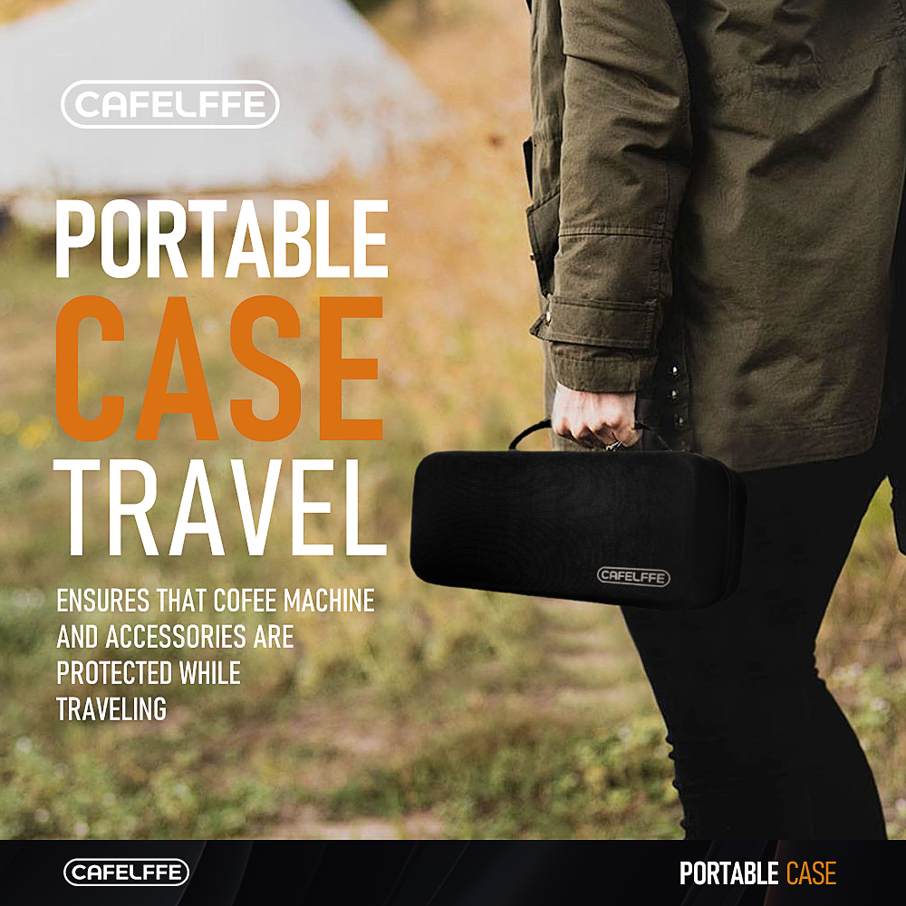 Cafelffe Tragbare Reisetasche, tragbare Kaffeemaschine, Outdoor-Kombination, Geschenk, Camping, Wandern, EVA-Etui mit MK501 MK502