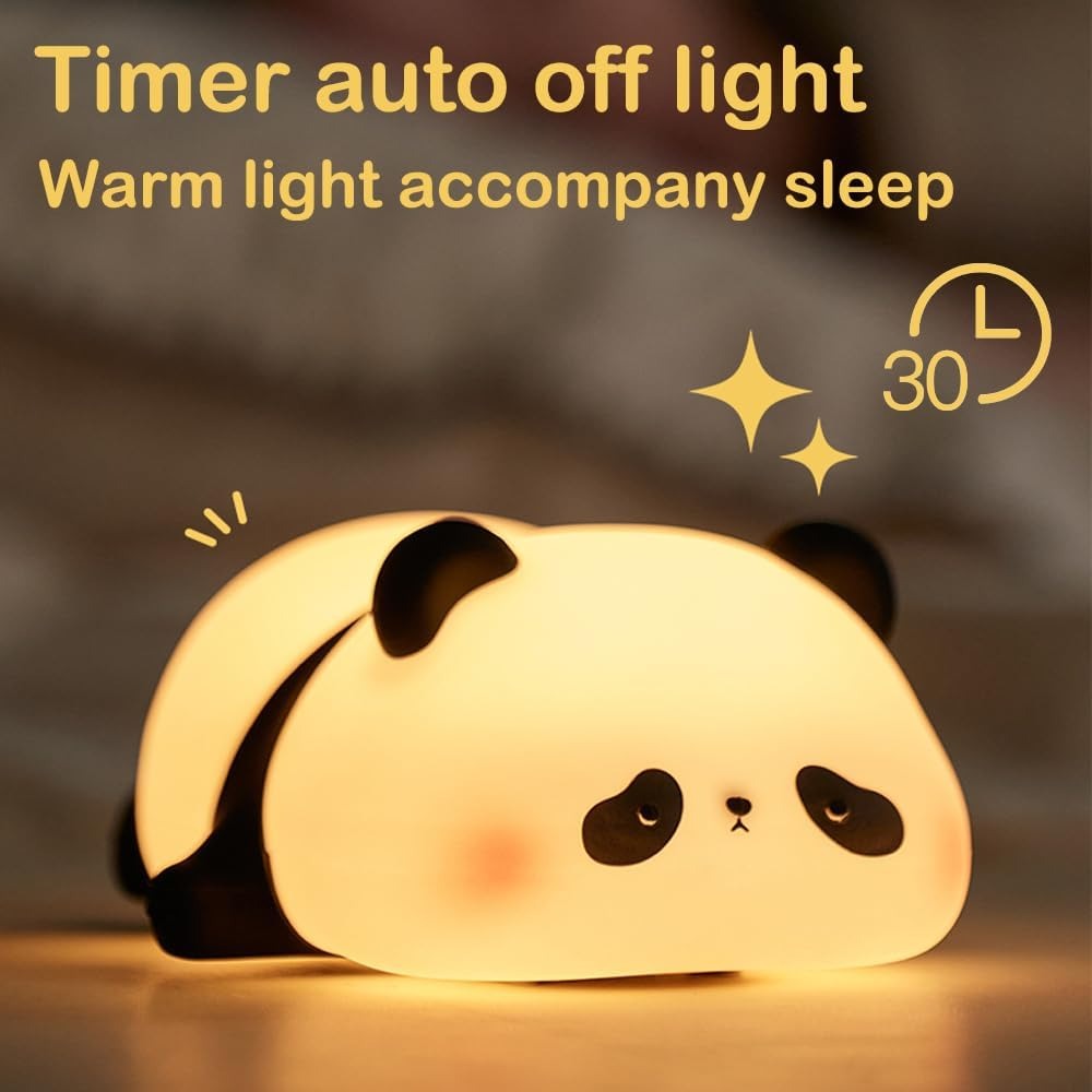 Adorable luz nocturna con forma de panda, regalo para niños/deterdo de bebé, lámpara LED de silicona regulable, iluminación ambiental para dormitorio