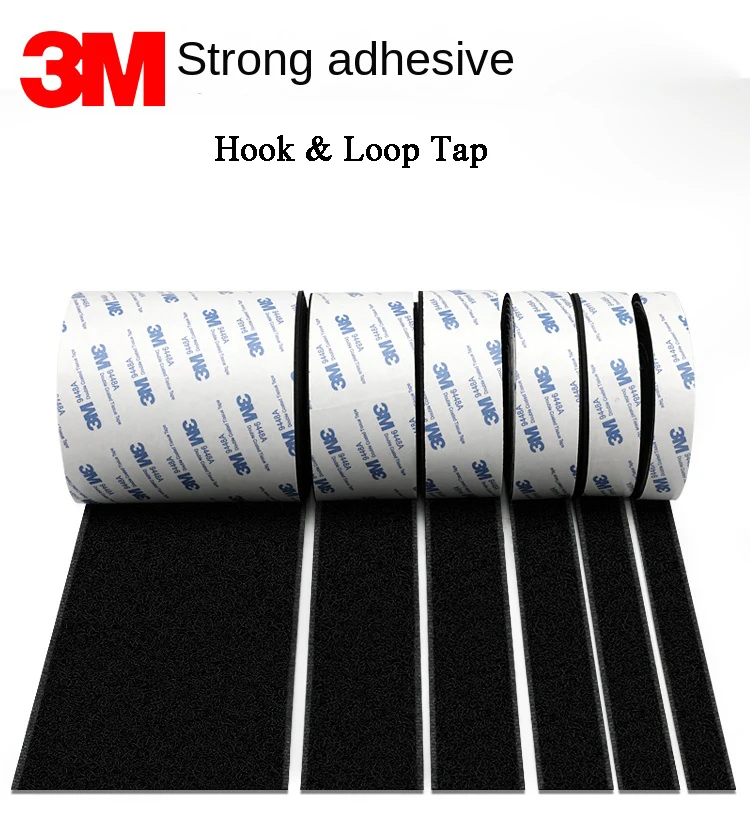 3M 9448A Negro autoadhesivo de doble cara 3m 16-38mm fuerte sin rastro resistente a altas temperaturas cinta de sujeción de gancho y bucle