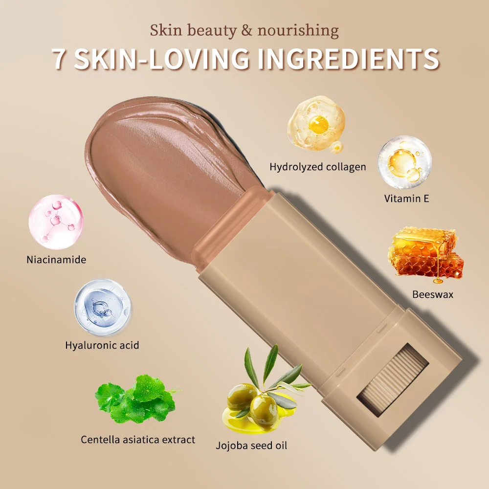 Skin Tint Stick กันน้ํา Nourishing Solid Tinted Serum Foundation Skin Tint Balm Face Tinted Face Contour Stick แต่งหน้า