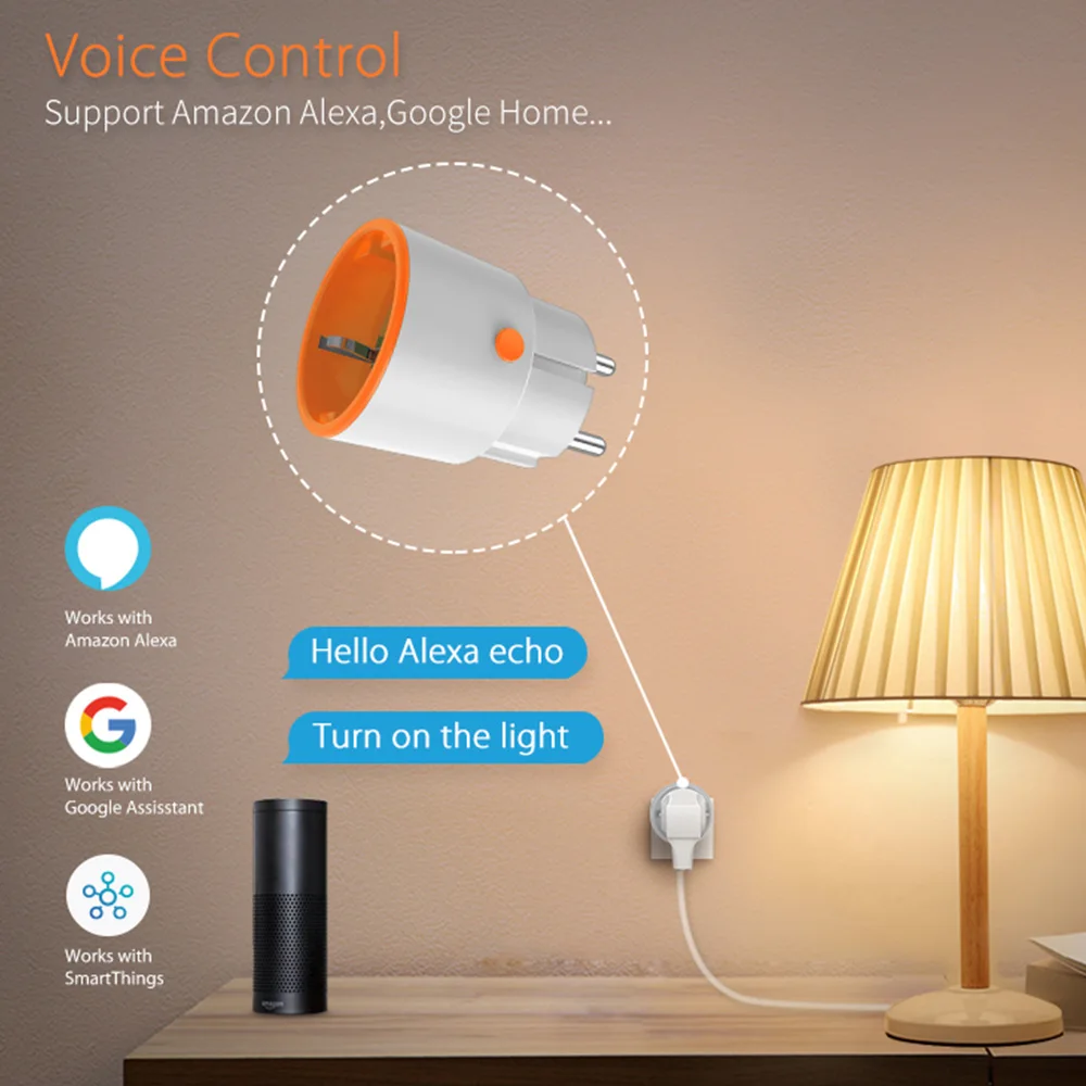 EU 16A Tuya ZigBee Smart Home Energy Monitoring Plug Outlet Socket Alexa Google, Home Assistant, Zigbee2mqttt, Smartthings Hub