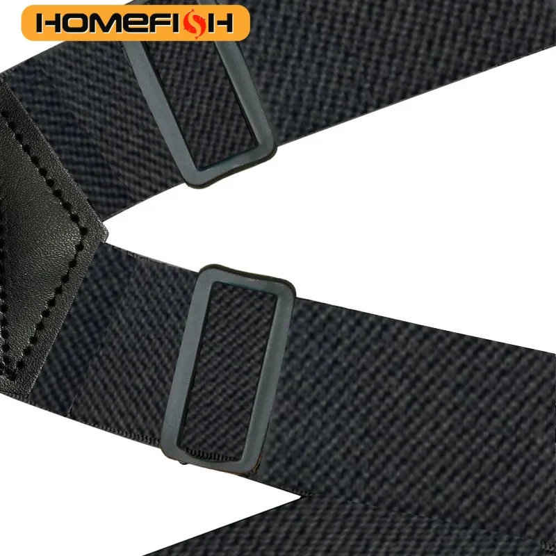 Suspensórios de trabalho resistentes para homens, 3.8cm de largura, x-back com 3 fechos de pinça de plástico, calças elásticas ajustáveis, suspensórios-preto