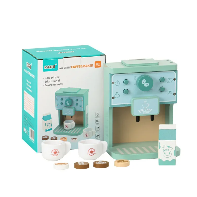 Ensemble de jouets de cuisine pour enfants, cafetière en bois, Kit de Simulation de machine à biscuits, jouets éducatifs, cadeaux pour filles et garçons