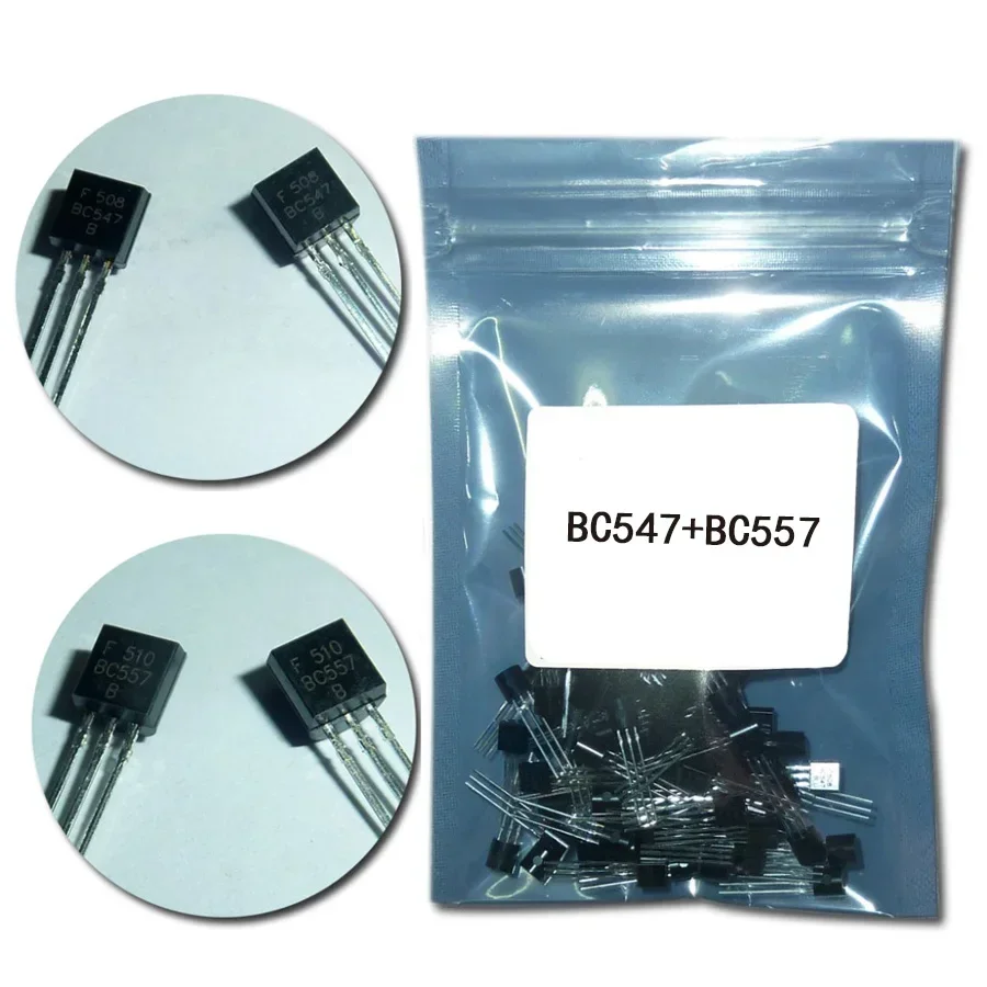 50 Uds transistores BC547 BC557 cada 25 uds Kit de transistores bc557 bc547 Transistor NPN PNP Kit electrónico DIY