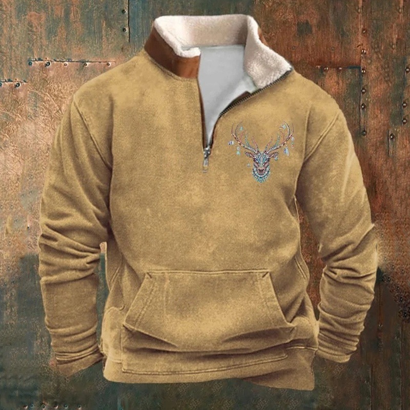 Nueva chaqueta con estampado 3D para hombre, jersey con cuello con cremallera, sudadera informal de invierno para hombre, chaqueta para hombre