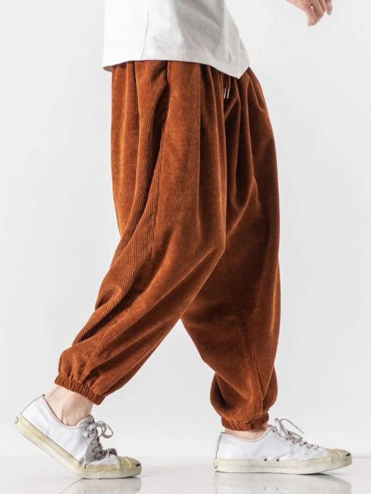 Corduroy กว้าง Harem กางเกงผู้ชายหลวมสบายๆ Jogger กางเกงจีน Baggy ขนาดใหญ่ Heavy Duty Oversize กางเกงชายคุณภาพสูง