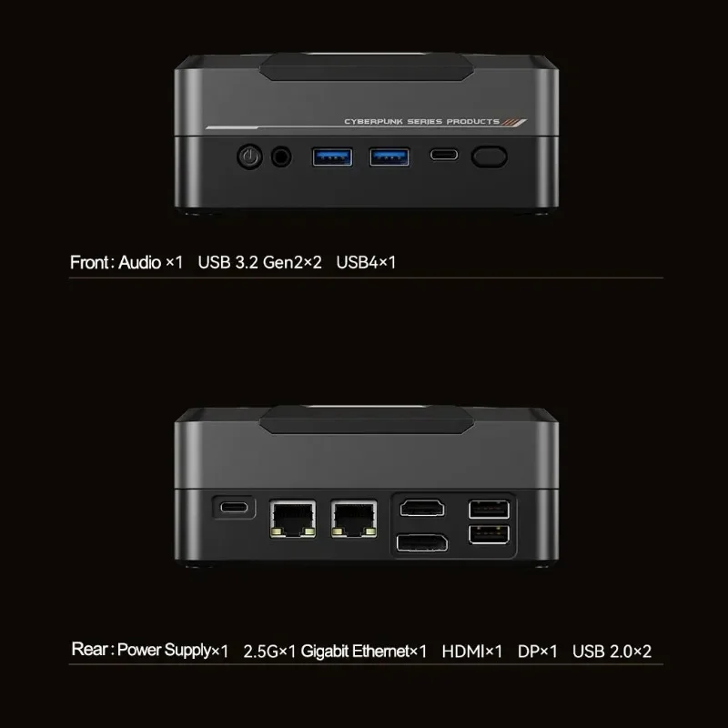 Mini PC AMD Ryzen 7 7840HS, Até 5.1GHz, 8 Núcleos, 16 Threads, Win 11, DDR5, 5600M, NVME, SSD, PCIE 4.0, WiFi 6, BT5.2