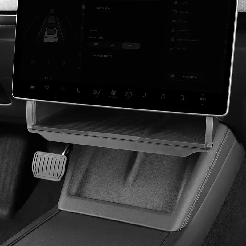 Under Screen Storage Box for Tesla Model Y/3+ Highland Model Y juniper Central Control Hidden Storage Organizer Tray Accessories