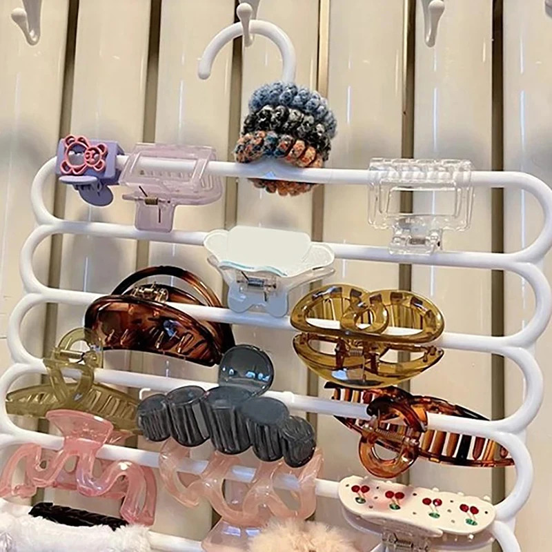 Rack de armazenamento de garra de cabelo, 5 camadas, organizador, grande capacidade, suporte de faixa de cabeça, pendurado na parede, cabide de grampo de cabelo, espaço para mulheres