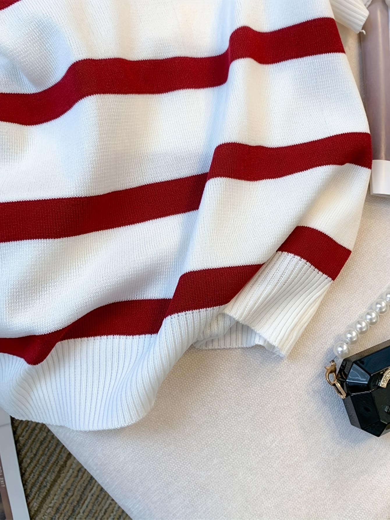 2026 Nieuwe Gestreepte Patroon Trui Met Kraag Veelzijdige Gebreide Top Met Korte Mouwen Voor Lente & Zomer Dameskleding Crop Top