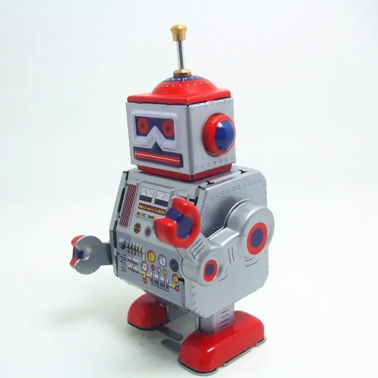 [ตลก] คอลเลกชันคลาสสิก Retro Clockwork Wind up โลหะเดินดีบุกช่างซ่อมหุ่นยนต์ Recall Mechanical ของเล่นเด็กคริสต์มาสของขวัญ