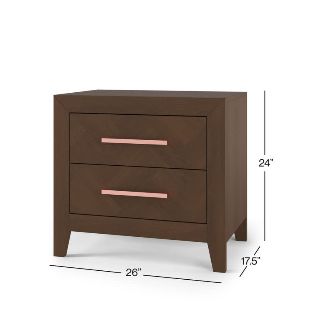 2 Drawer Nightstand for Nursery or Bedroom, Large Storage Drawers, Made of Sturdy Pinewood, Non-Toxic, Baby Safe Finish