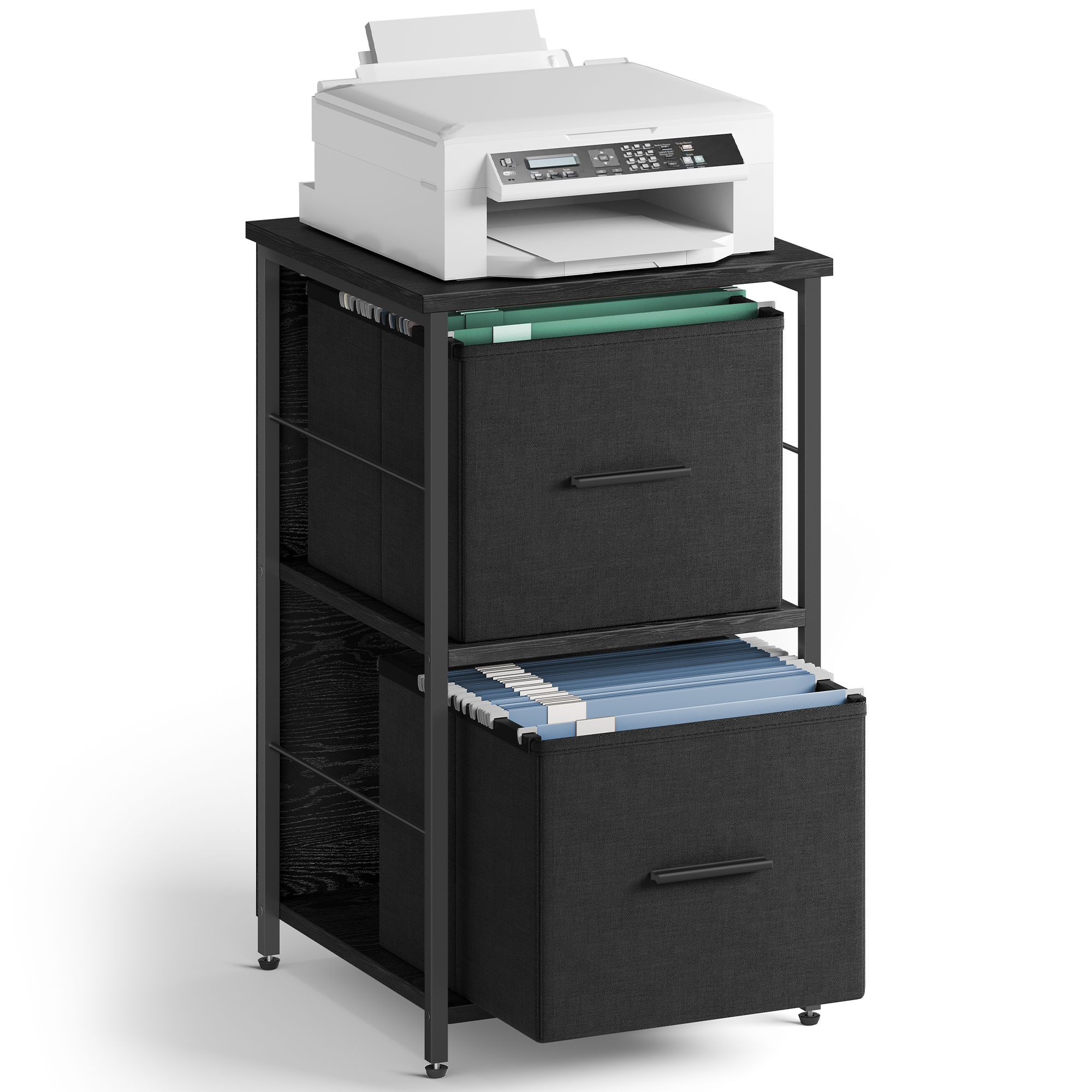 VASAGLE archiefkast met 2 lades, printstandaard, voor A4, letterformaat, ophangsysteem, opbergdoos, thuiskantoor