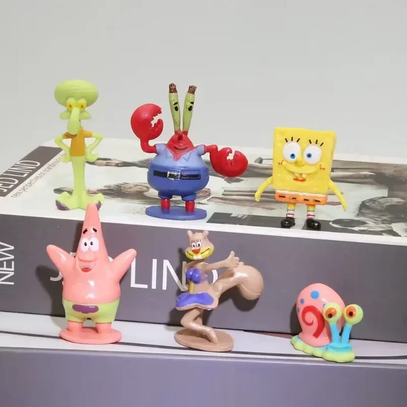 6 ピース/セット 5.6 センチメートルスポンジボブアクションフィギュア漫画映画ミニ人形子供の誕生日ギフトセット