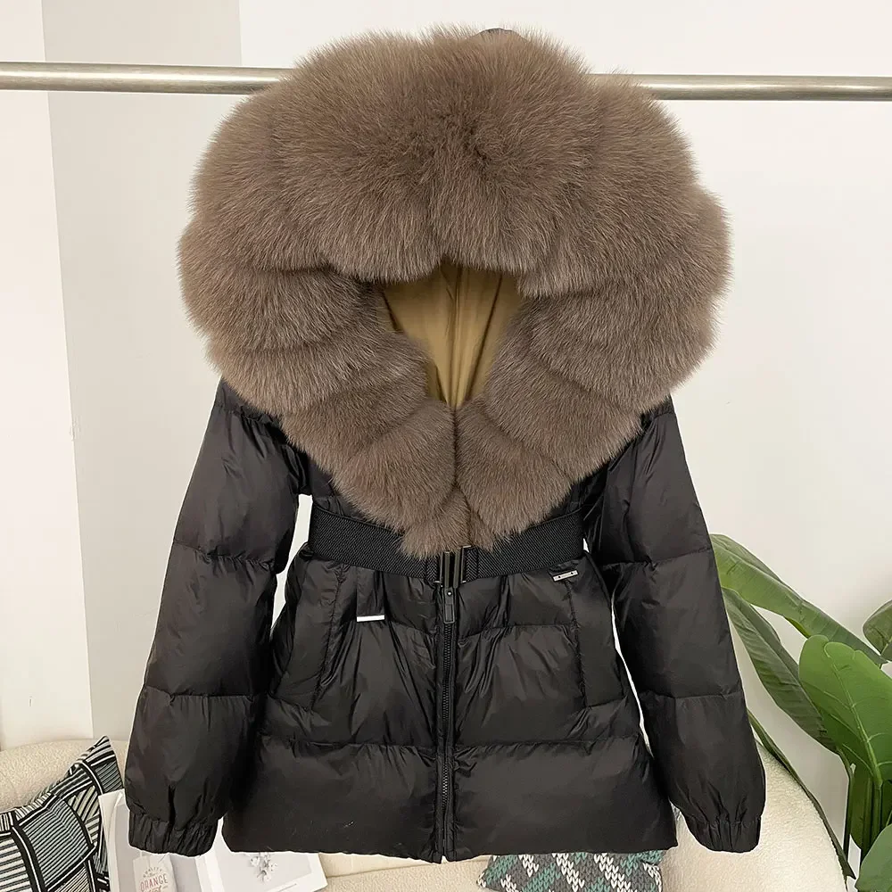 OFTBUY 2024 Winter Puffer Jacke Frauen Echt Fox Pelz Mit Kapuze Dicke Warme Weiße Ente Unten Mantel Weibliche Parkas Wasserdichte Pelz jacke