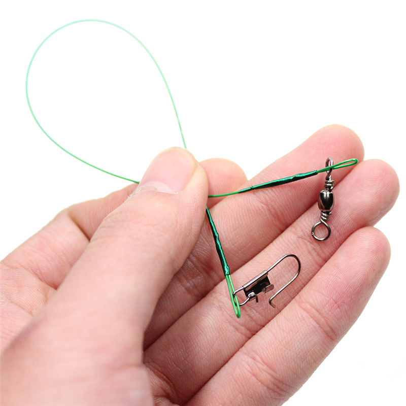 Linha de pesca de aço anti mordida, líder de fio de aço com acessório de pesca giratório, trela de núcleo de chumbo, fio de pesca 15cm 20cm 30cm