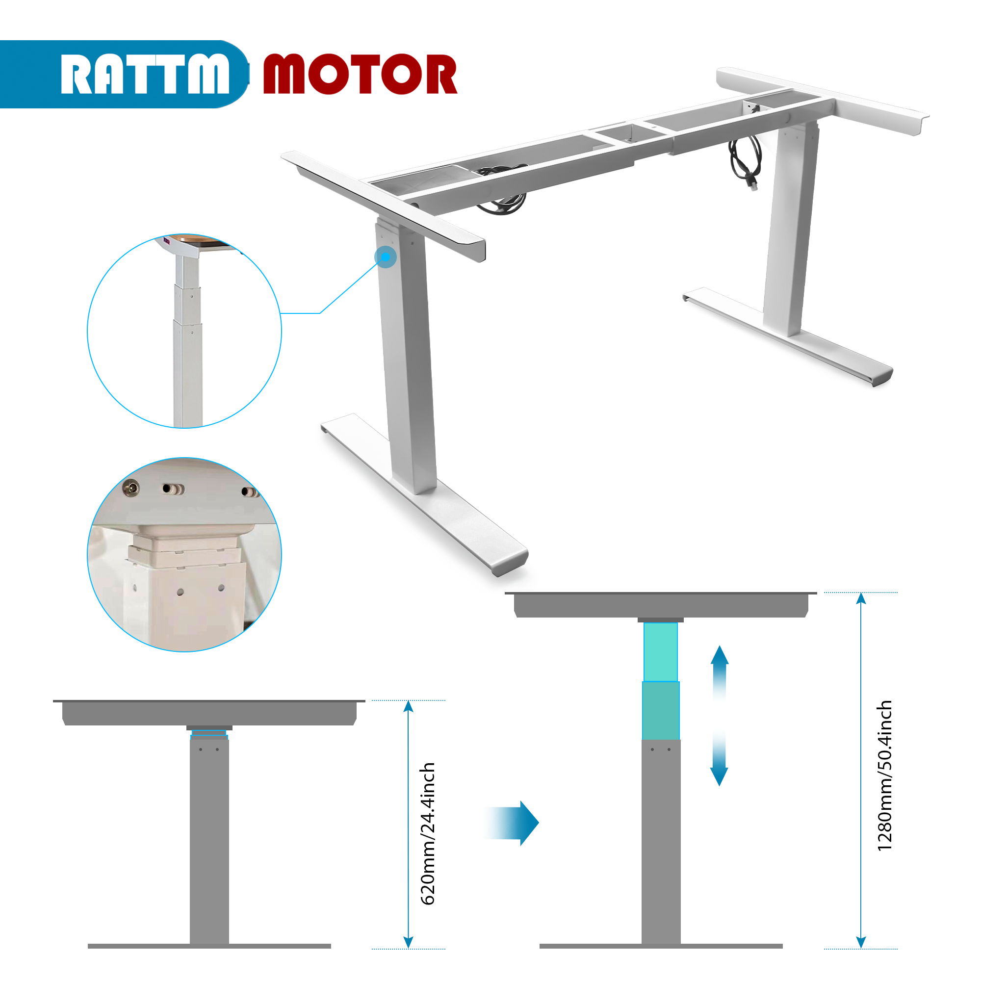 Inverted leg 2/3 section electric lifting table Desk Office Computer Table
